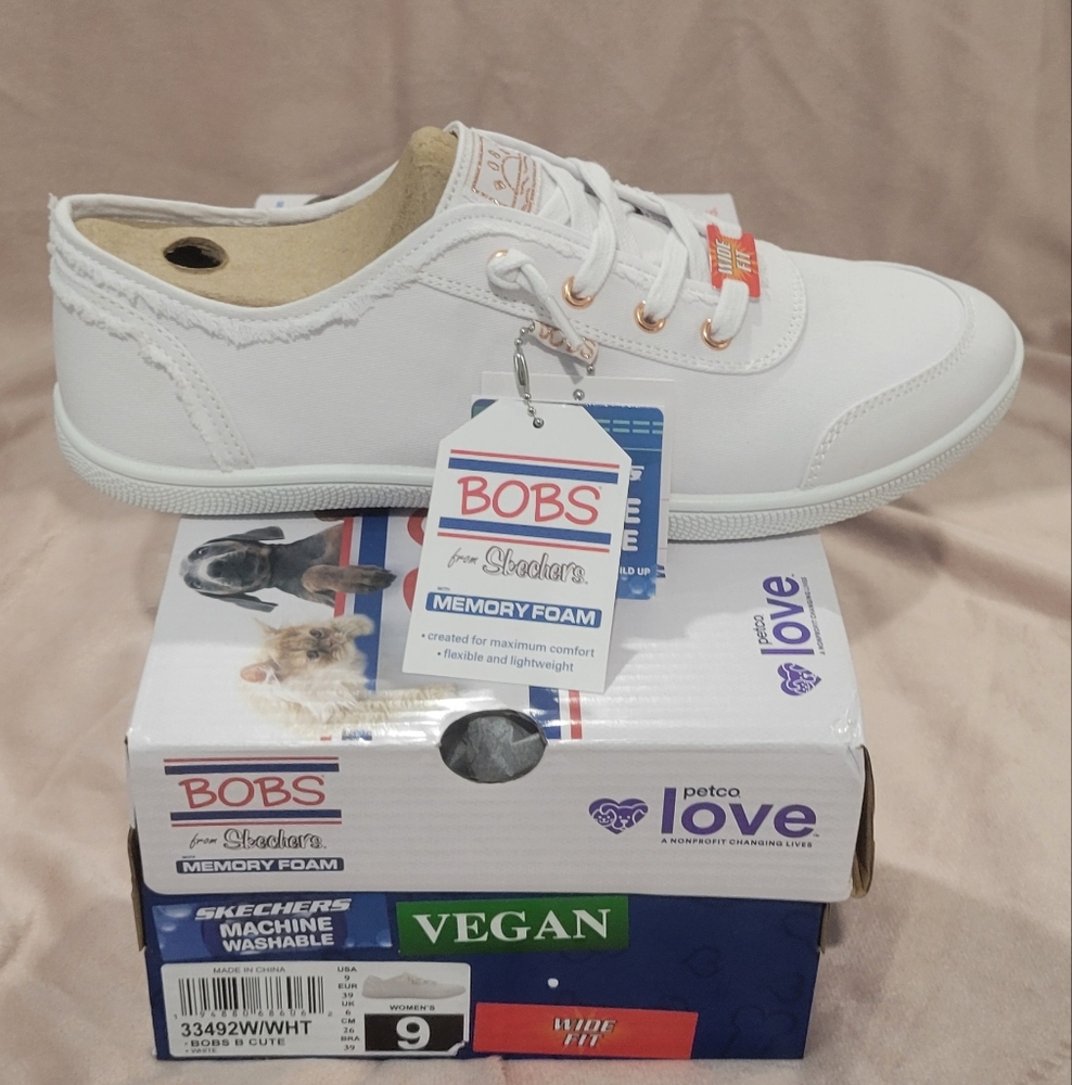 Skechers BOBS Vegan White Sneakers for Women